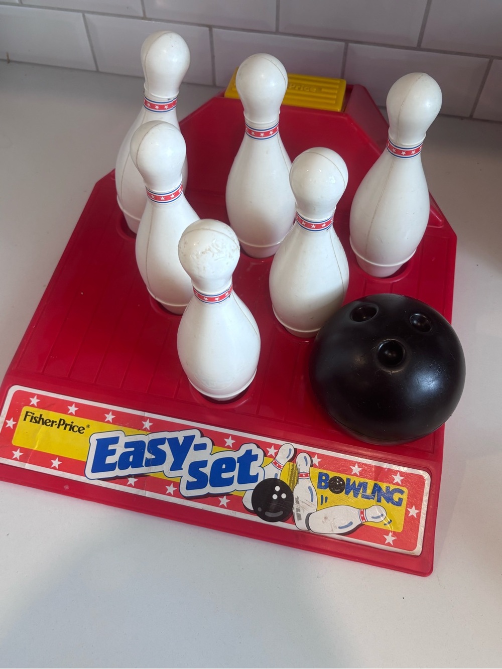Fisher Price Bowling Easy Set 1990 Reset Pins With Foot Pedal USA
